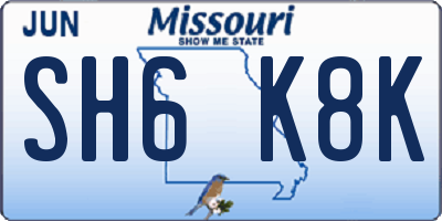 MO license plate SH6K8K