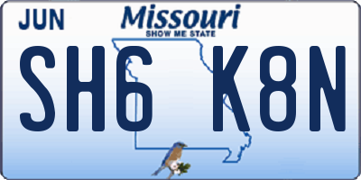 MO license plate SH6K8N