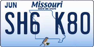 MO license plate SH6K8O