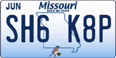 MO license plate SH6K8P