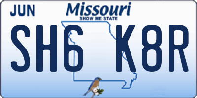 MO license plate SH6K8R
