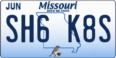 MO license plate SH6K8S