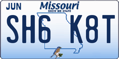 MO license plate SH6K8T