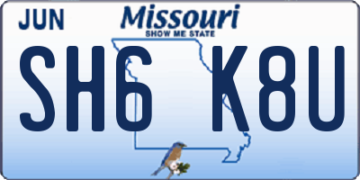 MO license plate SH6K8U
