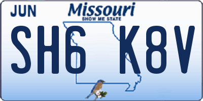 MO license plate SH6K8V