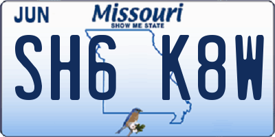 MO license plate SH6K8W