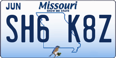 MO license plate SH6K8Z