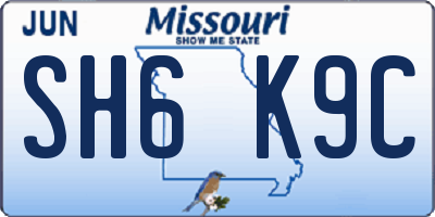 MO license plate SH6K9C