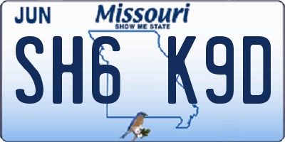 MO license plate SH6K9D
