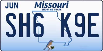 MO license plate SH6K9E