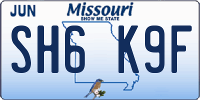 MO license plate SH6K9F