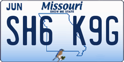 MO license plate SH6K9G