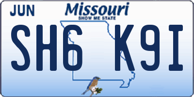 MO license plate SH6K9I