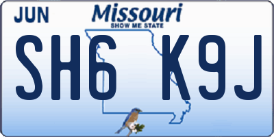 MO license plate SH6K9J
