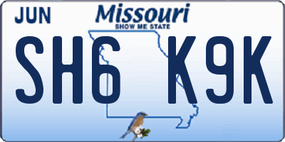 MO license plate SH6K9K