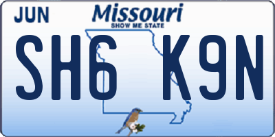 MO license plate SH6K9N