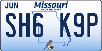 MO license plate SH6K9P