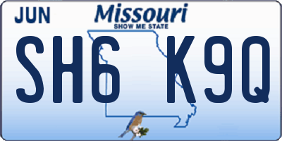 MO license plate SH6K9Q