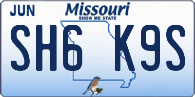 MO license plate SH6K9S