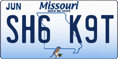 MO license plate SH6K9T
