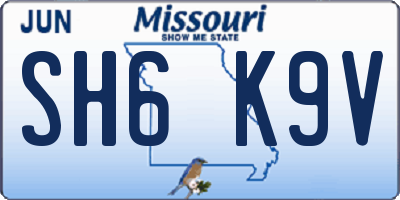 MO license plate SH6K9V