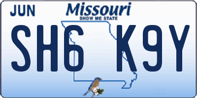 MO license plate SH6K9Y