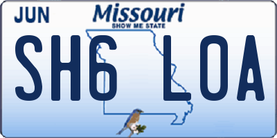 MO license plate SH6L0A