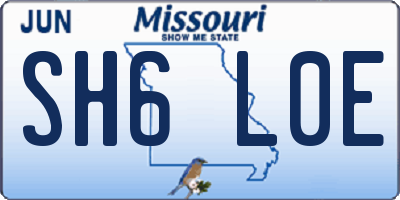 MO license plate SH6L0E
