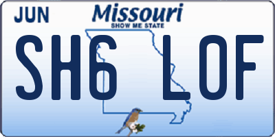 MO license plate SH6L0F