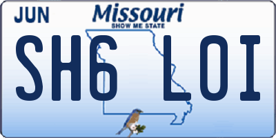 MO license plate SH6L0I