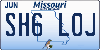 MO license plate SH6L0J