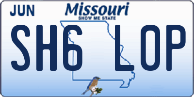 MO license plate SH6L0P