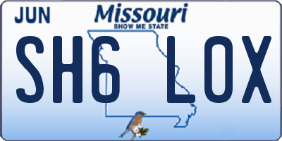 MO license plate SH6L0X
