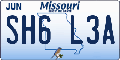 MO license plate SH6L3A