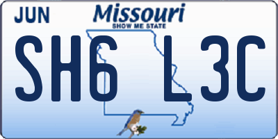 MO license plate SH6L3C