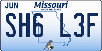MO license plate SH6L3F