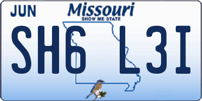 MO license plate SH6L3I