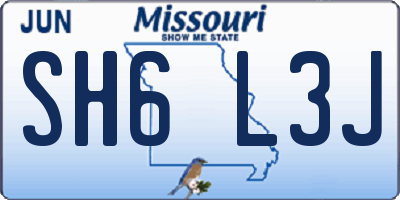 MO license plate SH6L3J
