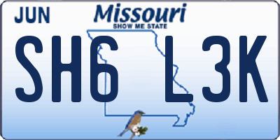 MO license plate SH6L3K