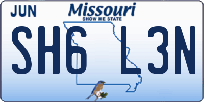MO license plate SH6L3N