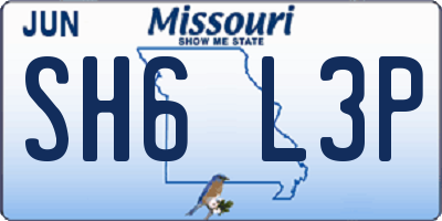 MO license plate SH6L3P