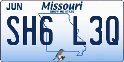 MO license plate SH6L3Q