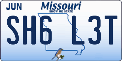 MO license plate SH6L3T