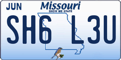 MO license plate SH6L3U