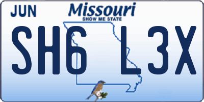 MO license plate SH6L3X