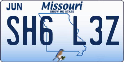 MO license plate SH6L3Z