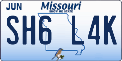 MO license plate SH6L4K