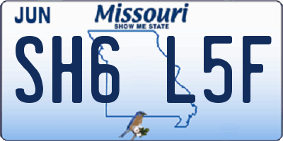MO license plate SH6L5F