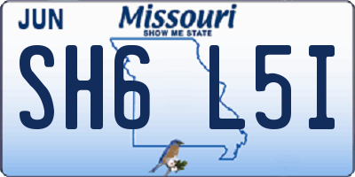 MO license plate SH6L5I