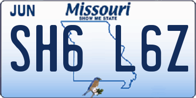 MO license plate SH6L6Z